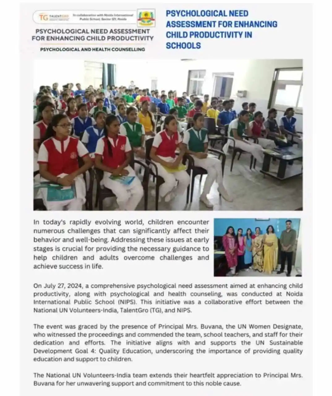 TalentGro Global workshop coverage in regional newspaper